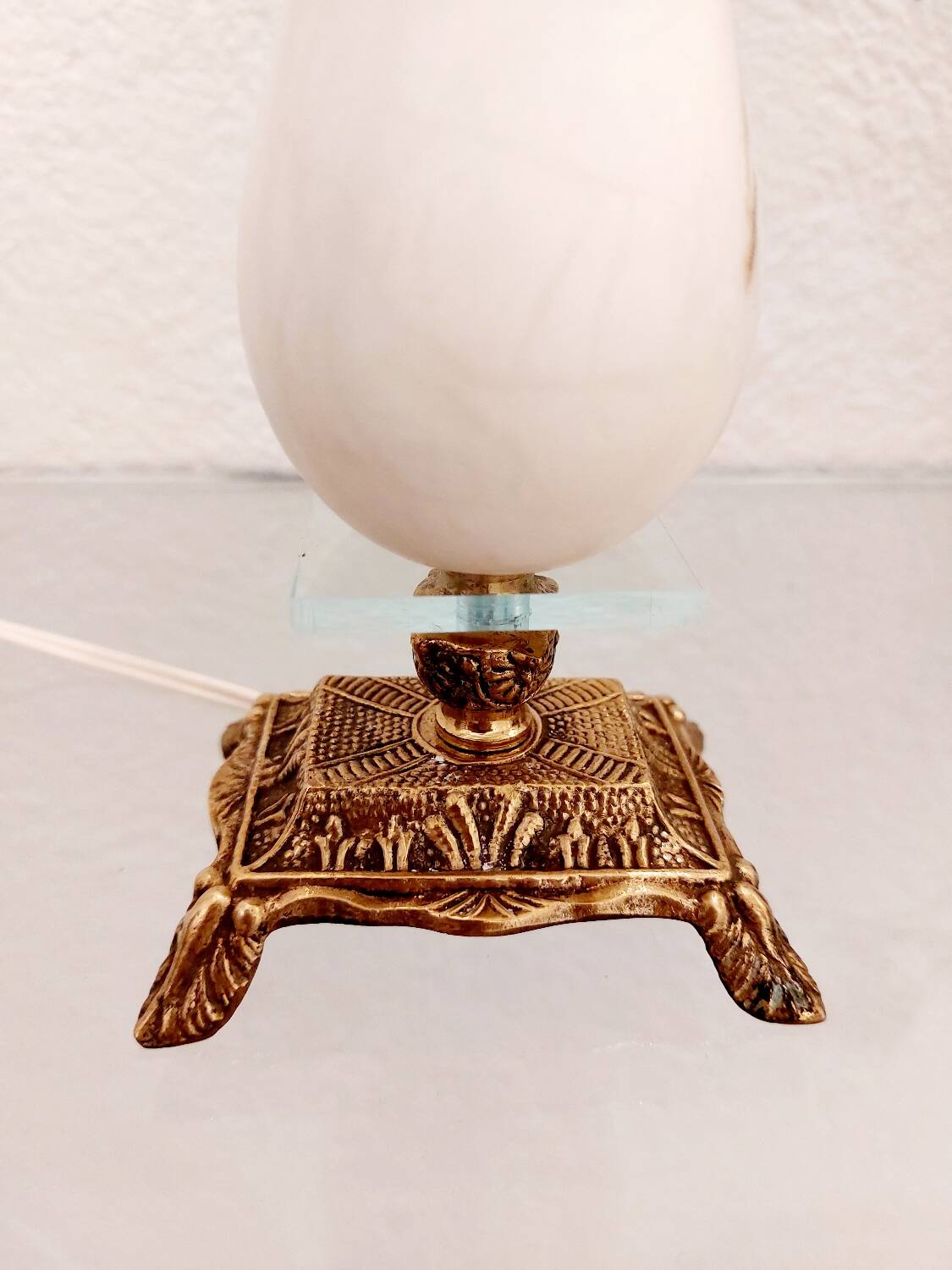 Vintage alabaster and brass lamp