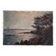 Old painting of sunrise over the sea