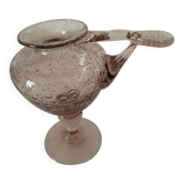 Biot candle holder vase in powder pink blown bubble glass.