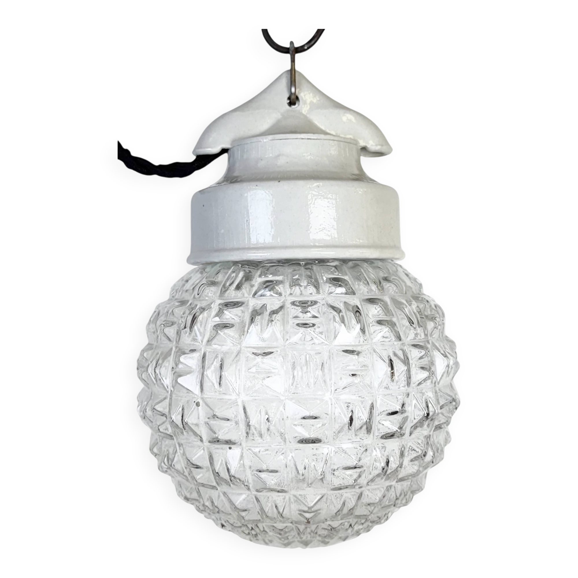 Vintage White Porcelain Pendant Light, 1970s