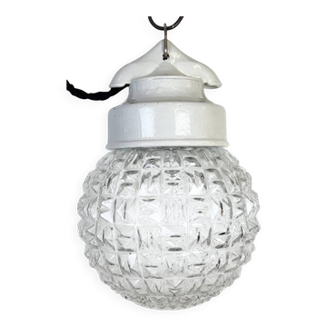 Vintage White Porcelain Pendant Light, 1970s