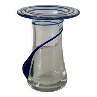 Small blue blown glass vase