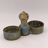 Glazed stoneware salt cellar signed Jean Maubrou.