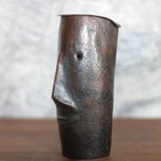 Copper sculpture signed Beaucousin Gérard, face-shaped sculpture, collection.