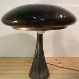 Art Deco organic mushroom bronze Murano bubble glass desk lamp