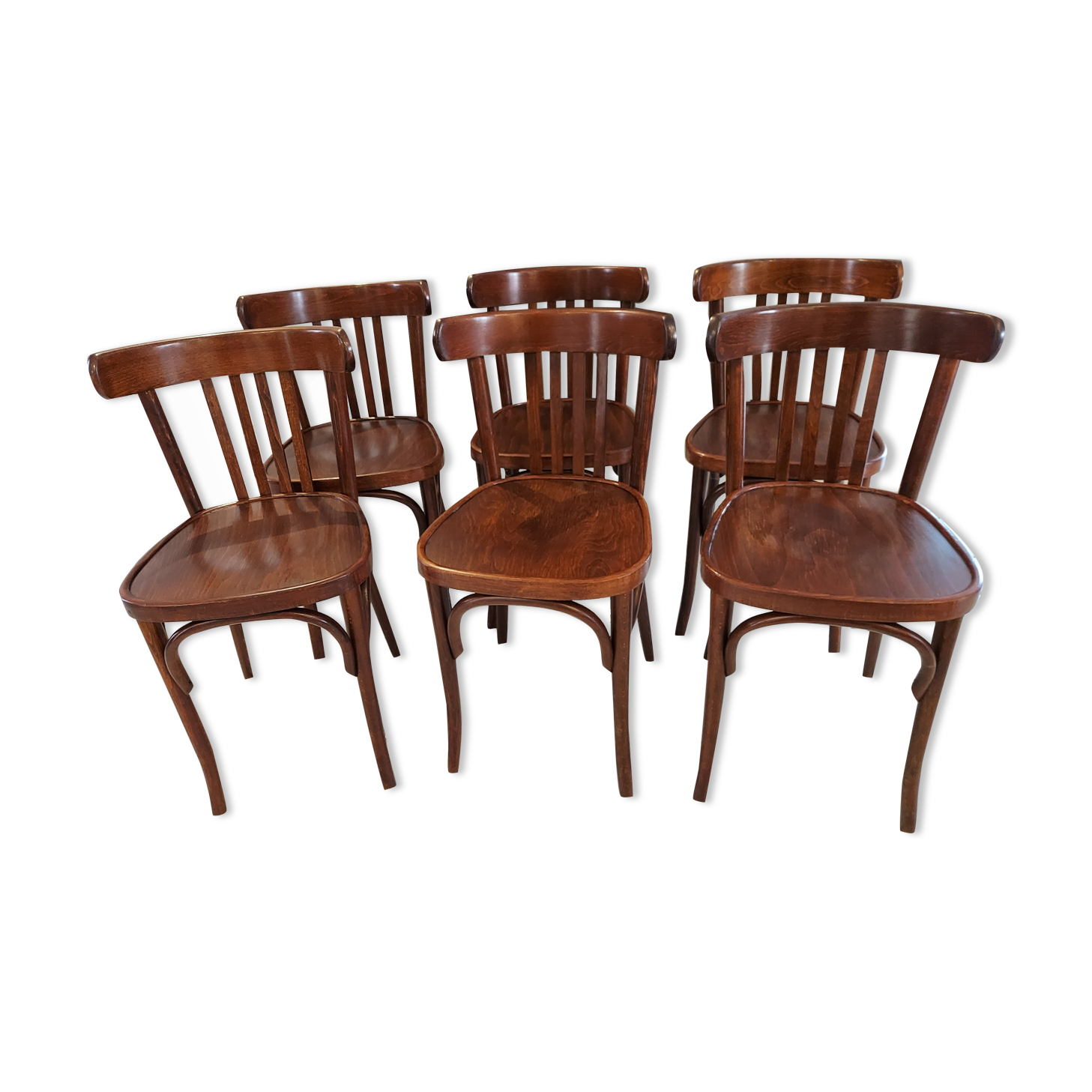 Suite of 6 chairs of Vintage Bistrot 1970s