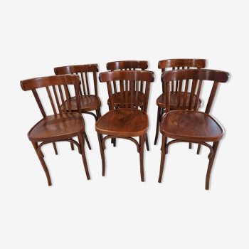Suite of 6 chairs of Vintage Bistrot 1970s