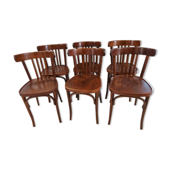 Suite of 6 chairs of Vintage Bistrot 1970s