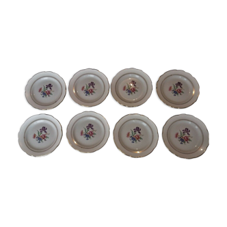 Série de huit assiettes plates Gien modèle Florence