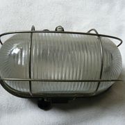 Wall lamp porthole lamp metal glass streaked grid vintage industrial design