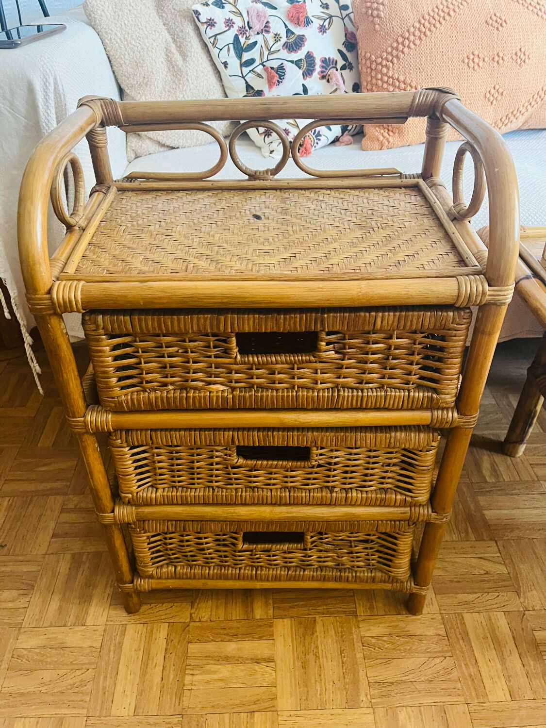 Rattan bedside table chiffonnier