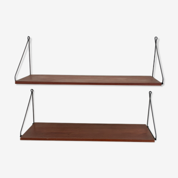 Scandinavian double shelf in teak