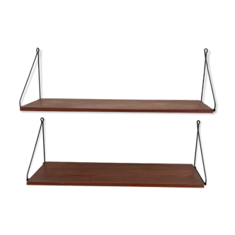 Scandinavian double shelf in teak
