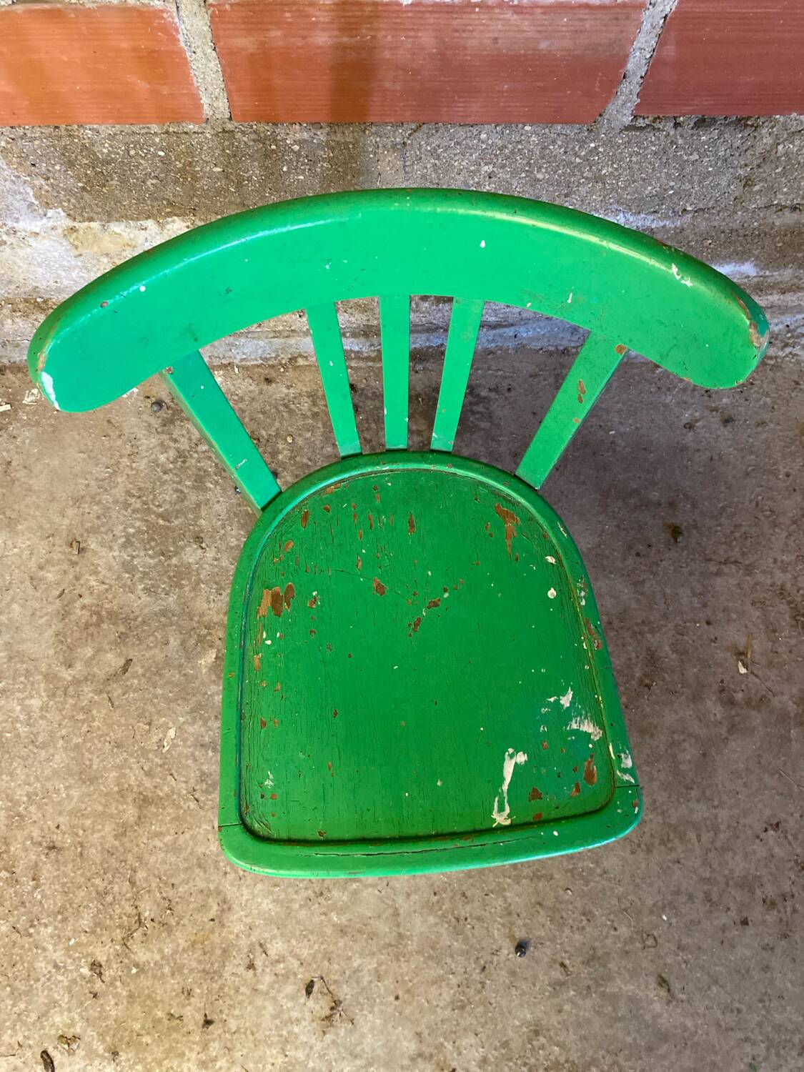 Chaise Bistrot Ancienne Style BAUMANN Bois Tourné Vert Vintage