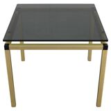 1970s Italian brass finish coffee table with smoked glass top