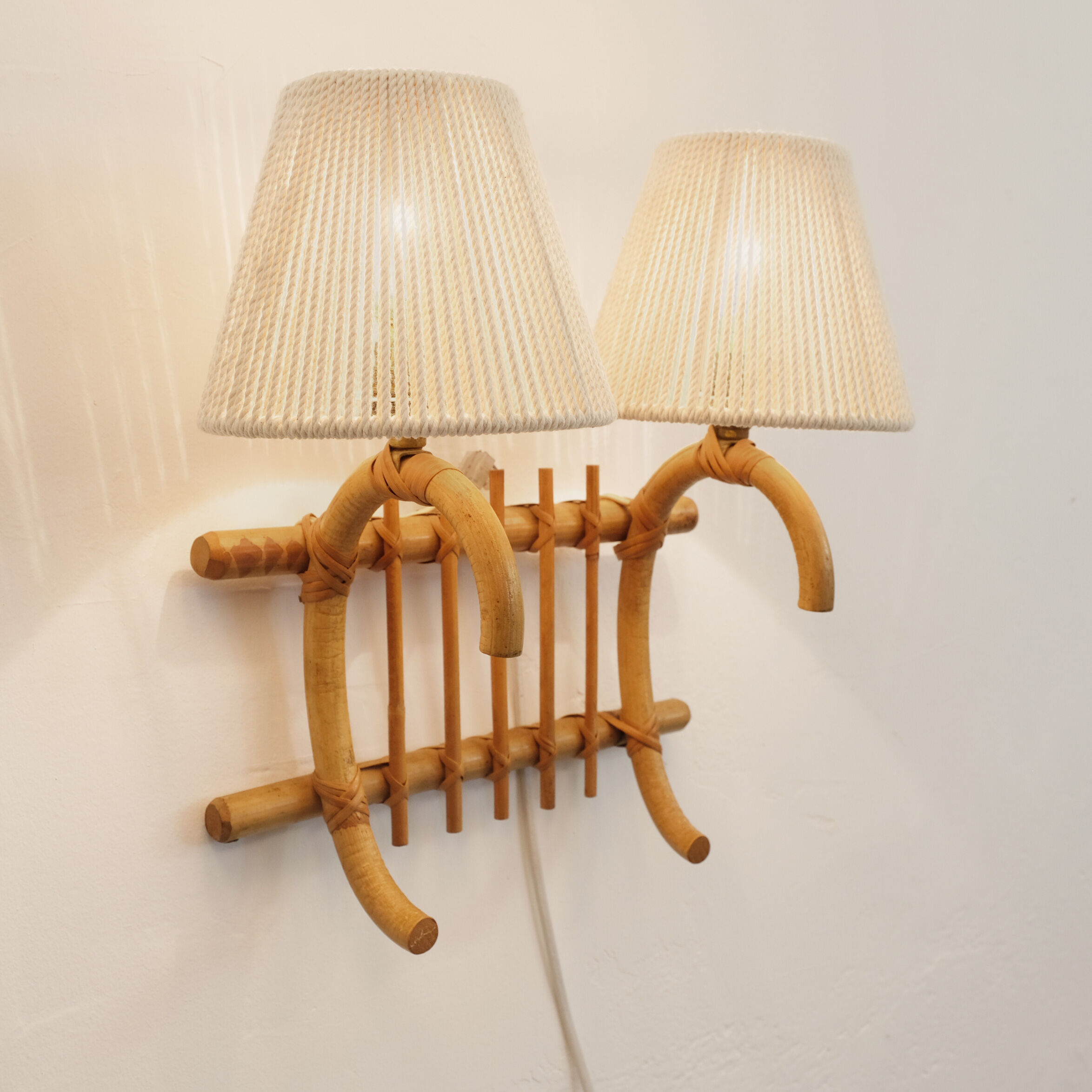 Sconce to 2 rattan fires, 1960/1970