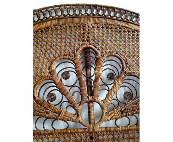 Headboard rattan peacock
