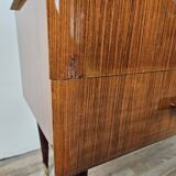 Mid Century Chest of Drawers in Mahogany, Brass and Glass