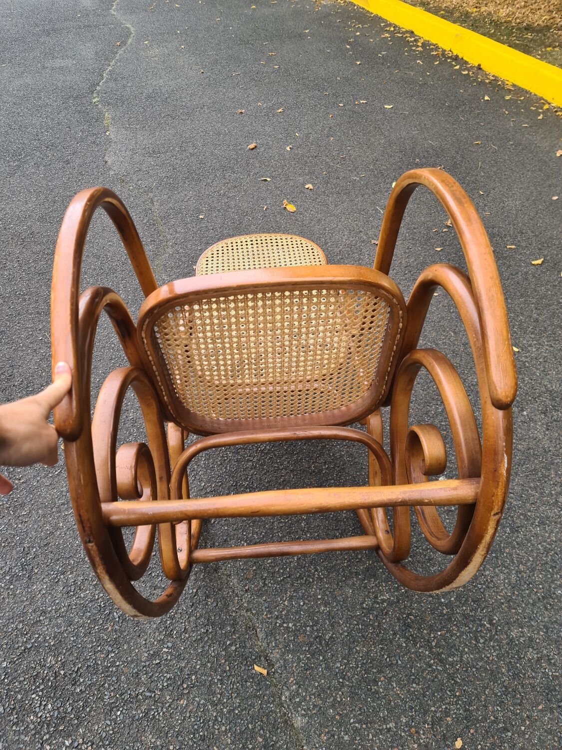 Rocking chair rattan and bentwood Vintage tuna