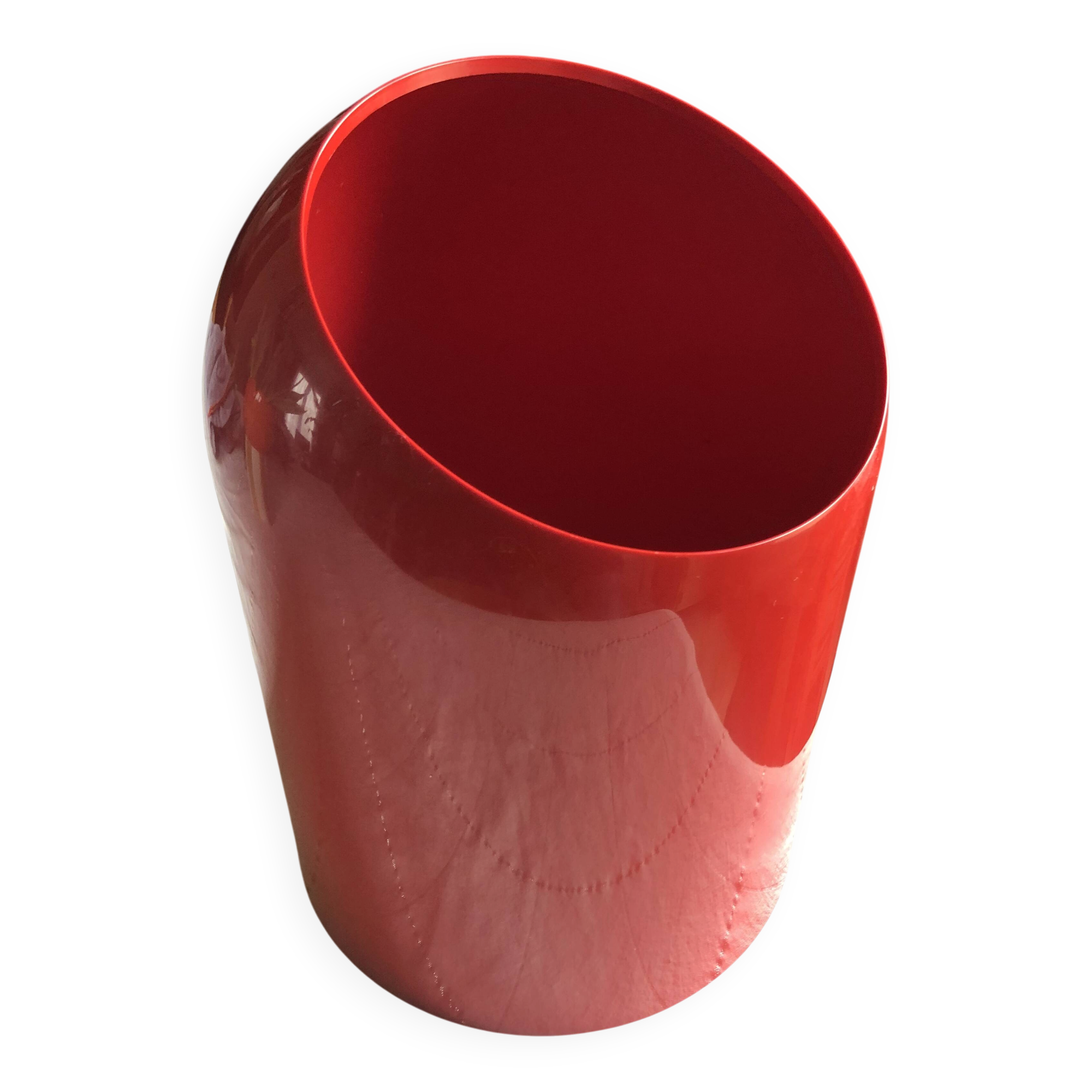 Vintage red paper bin MAKIO HASUIKE Gedy Italy