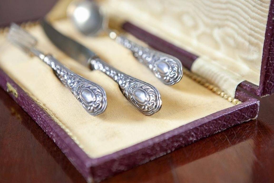 800 Silver Standard Silverware Set, 1930s, Set of 3