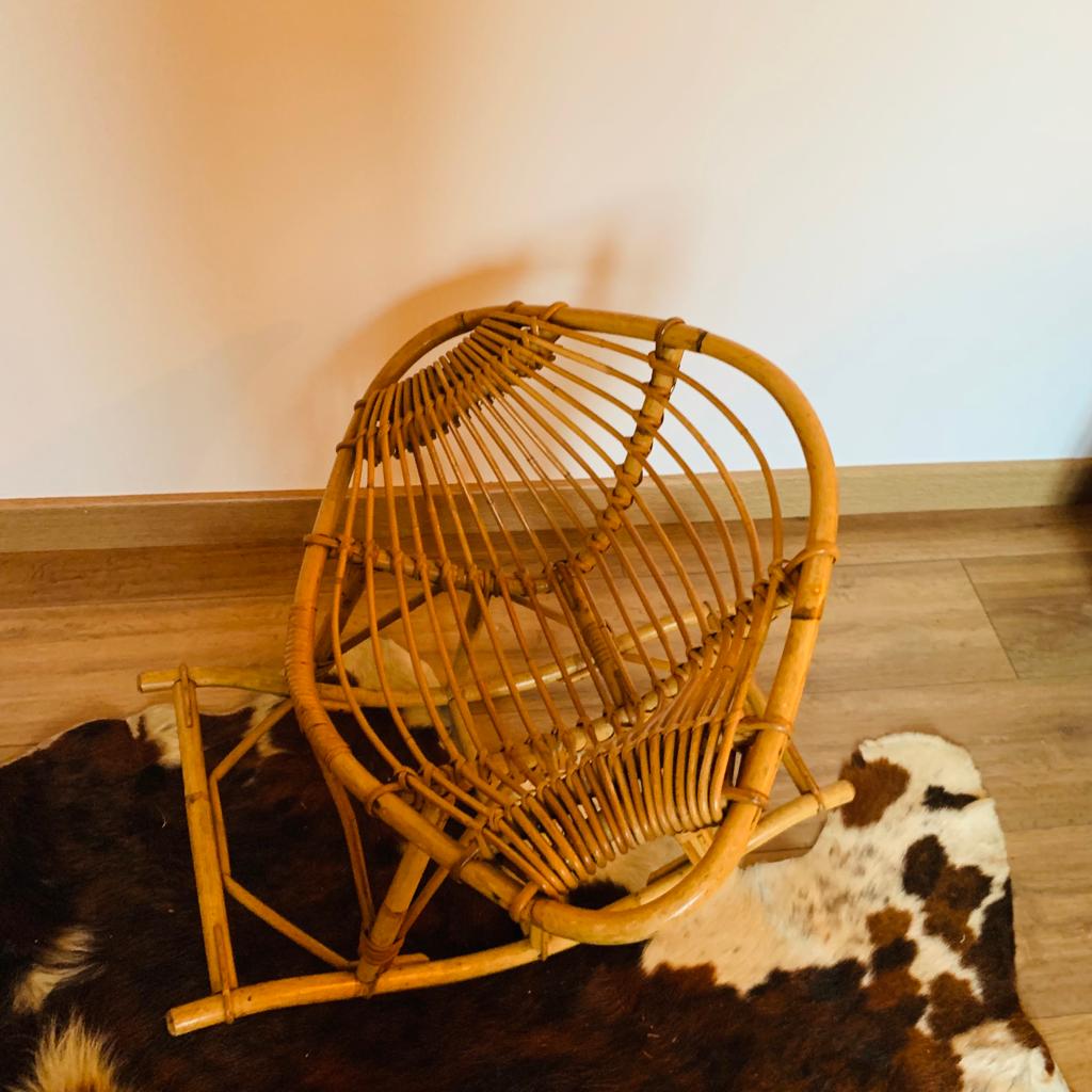 Children's rocking-chair in rattan