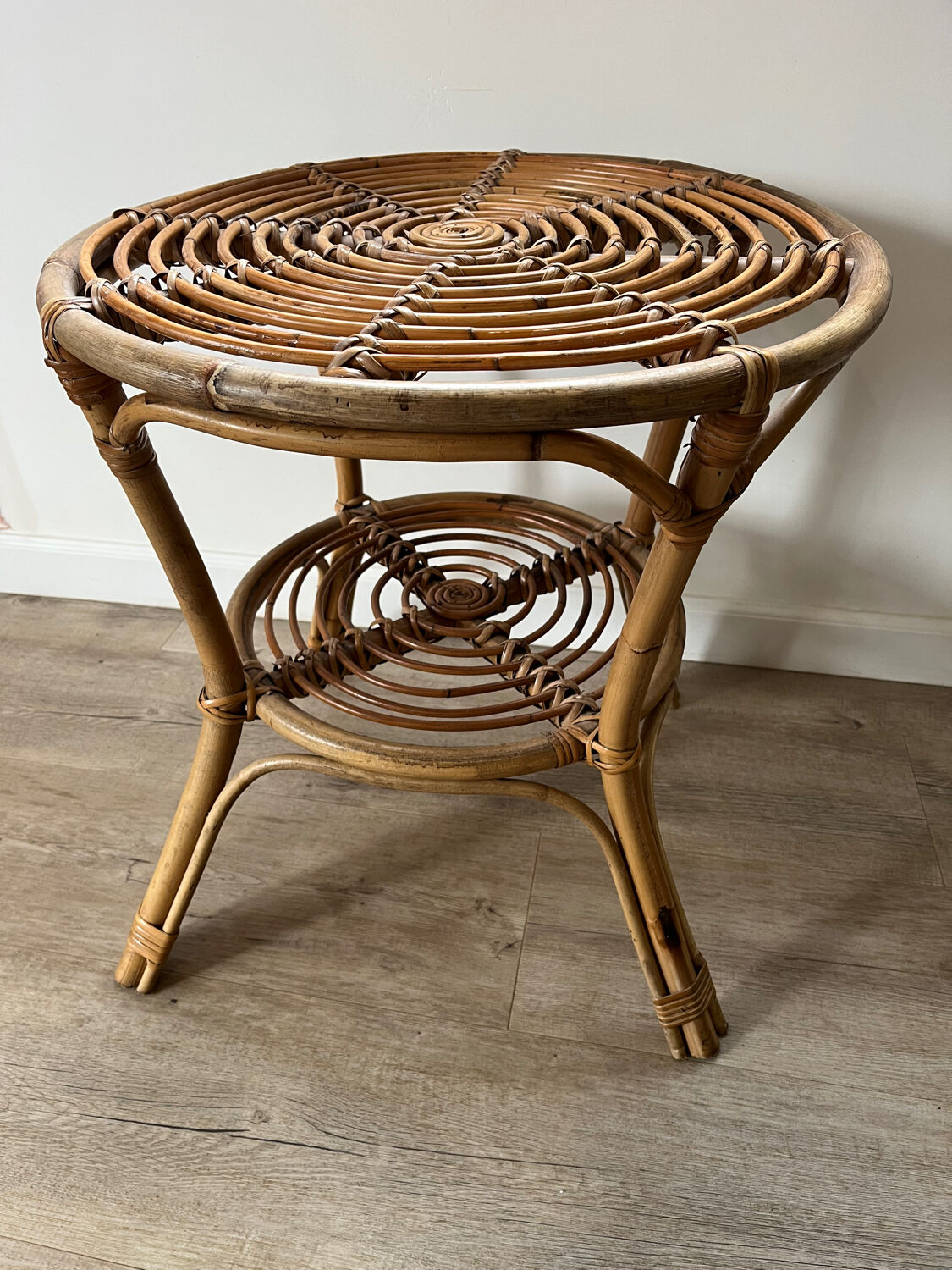 Rattan side table