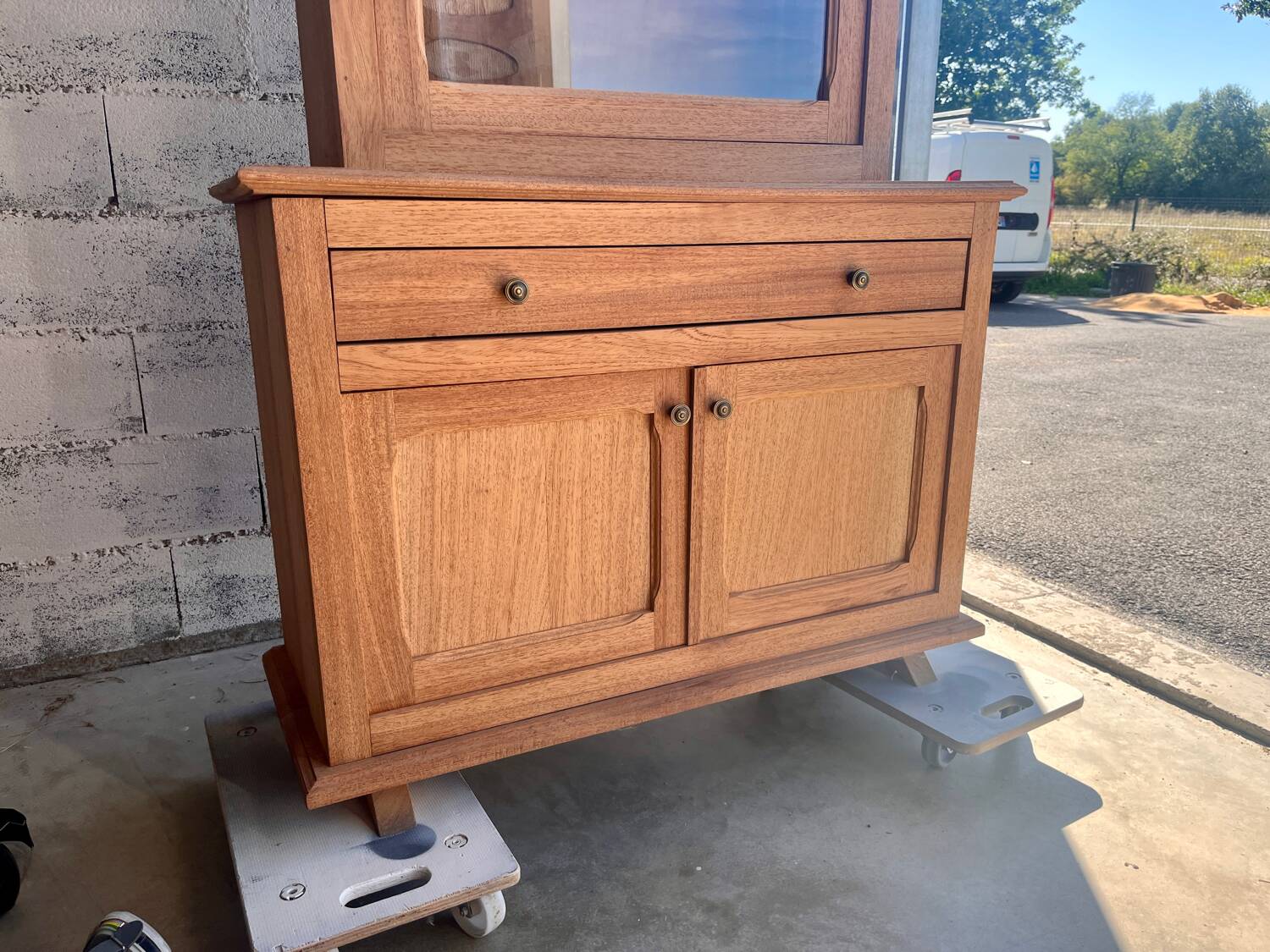Raw wood gun cabinet