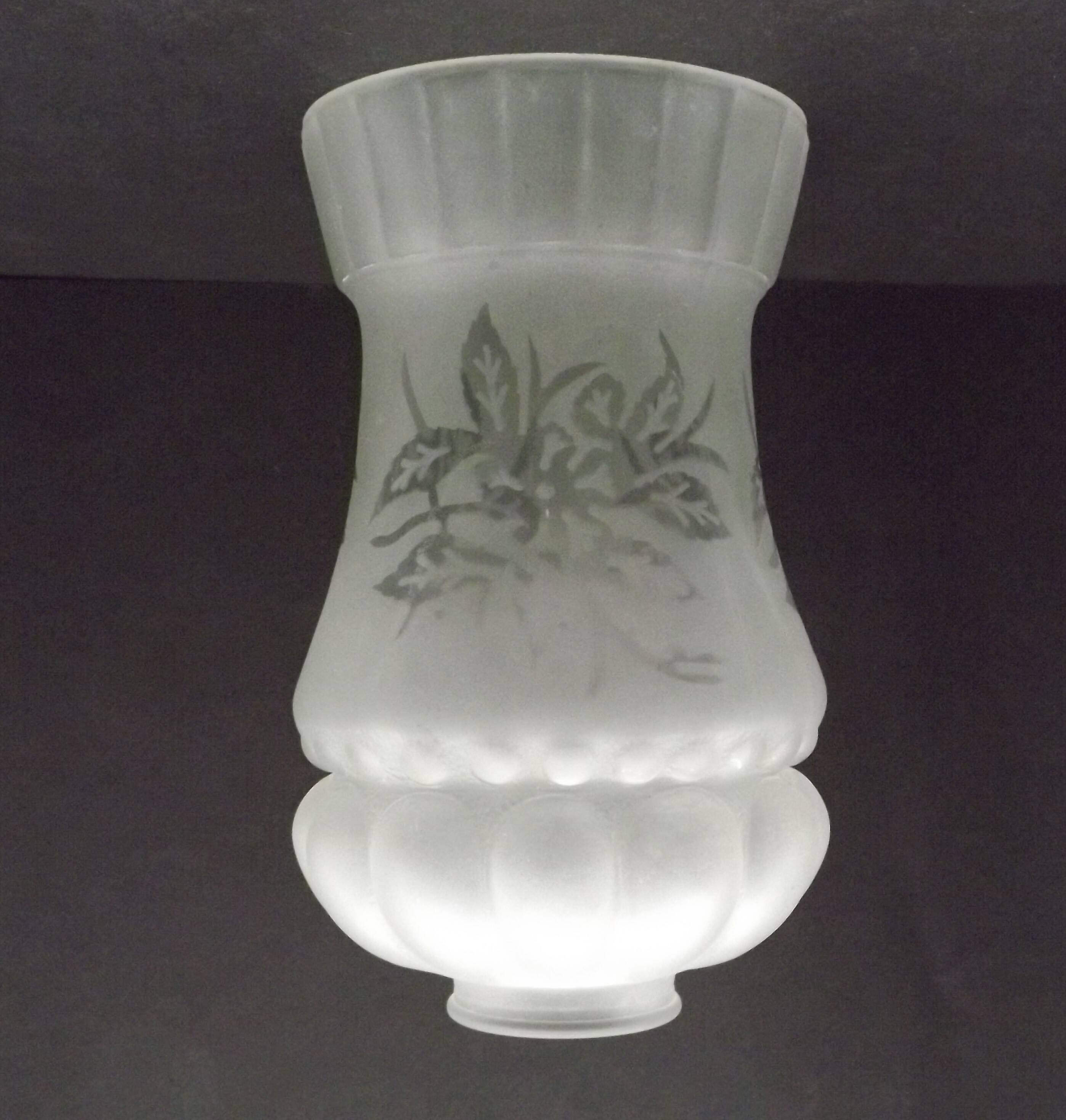 French vintage Victorian style white opaque patterned glass shade 0142