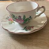 Two luneville cups with saucer