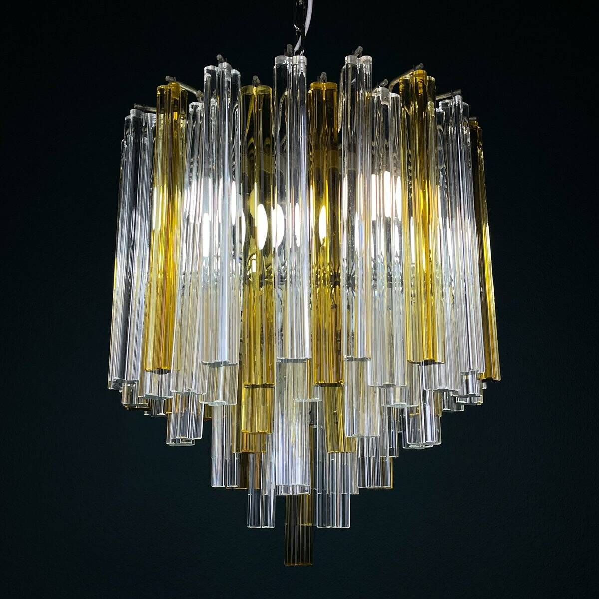 Crystal prism chandelier in Murano glass by Venini, 1970s.