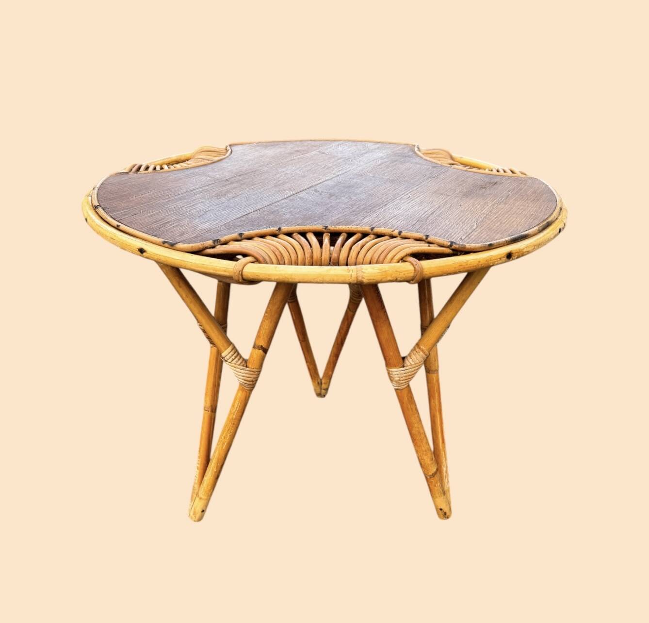 Janine Abraham Rattan Tripod Coffee Table