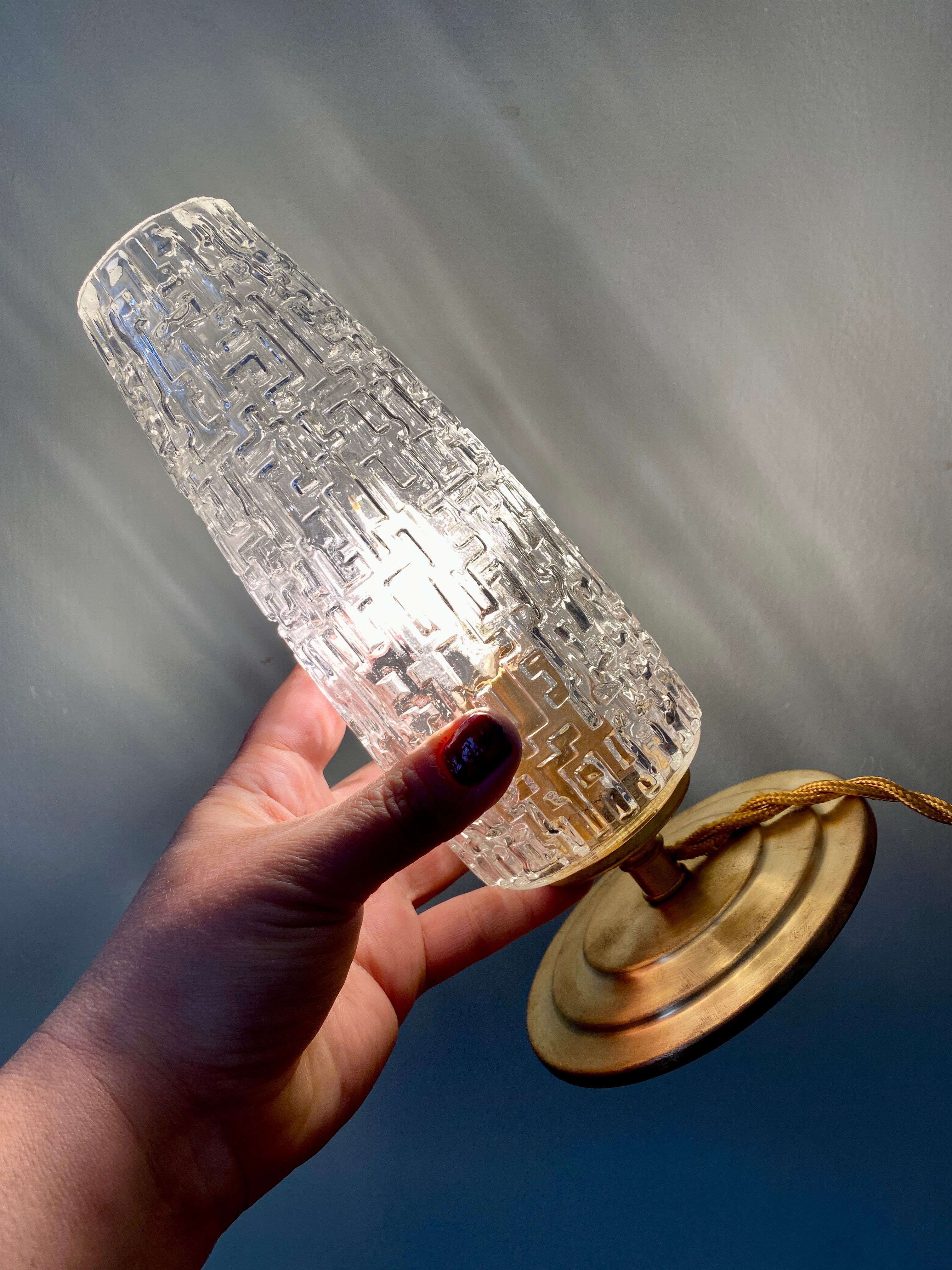 Vintage tulip table lamp in glass