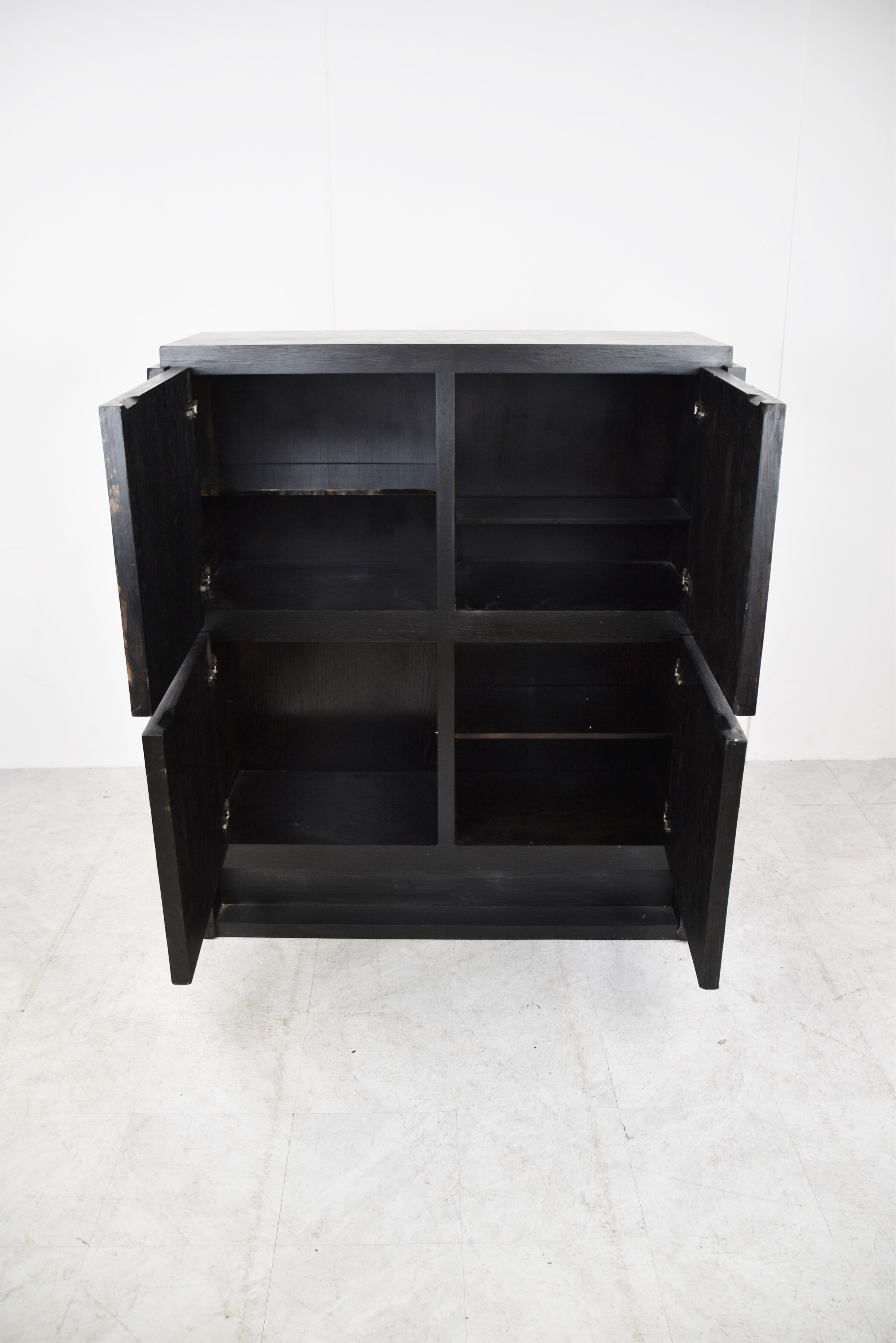 Black brutalist bar cabinet, 1970s