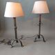 Pair of Brutalist style lamps in wrought iron 1950.
