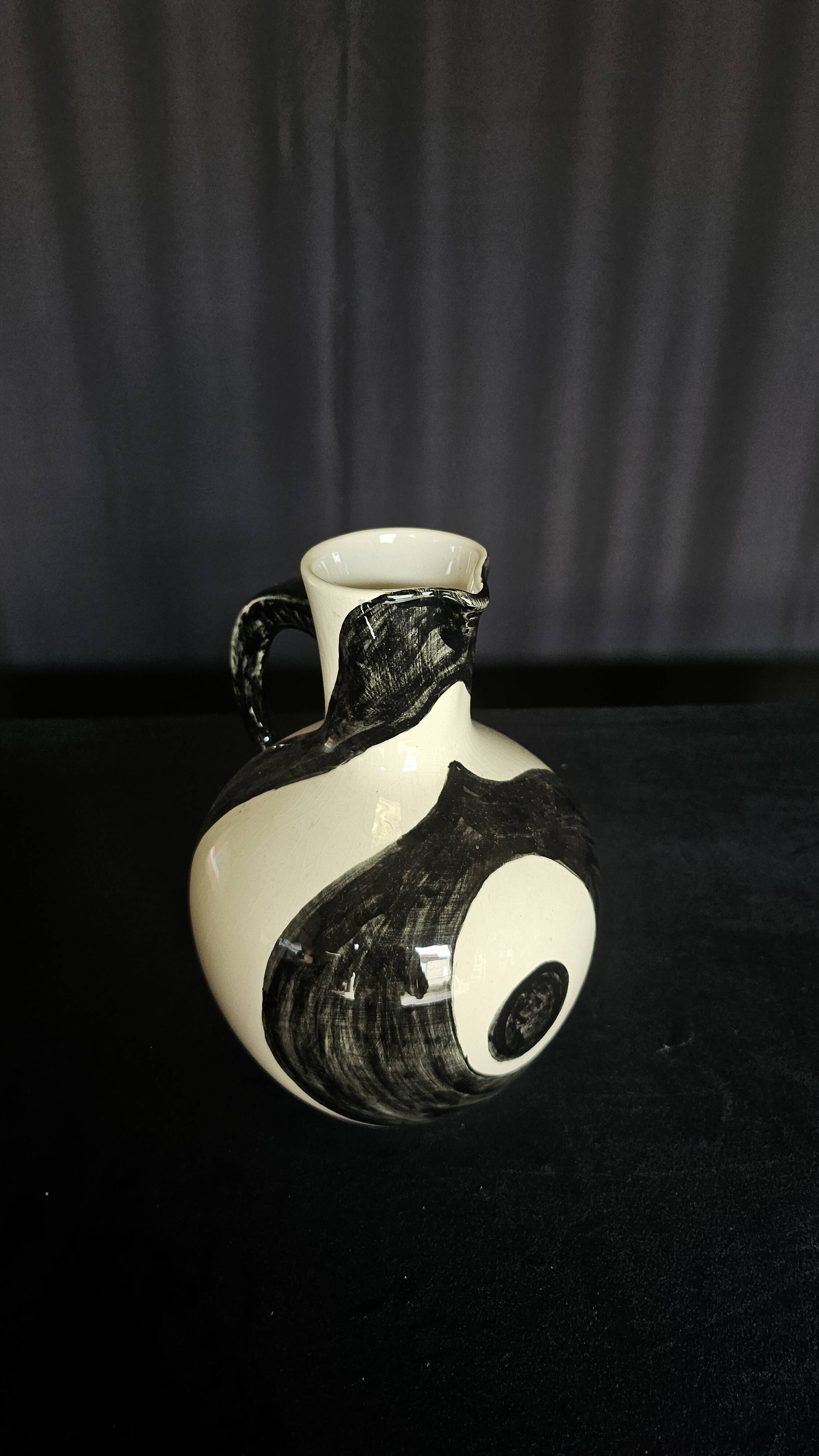 Black & white ceramic pitcher
