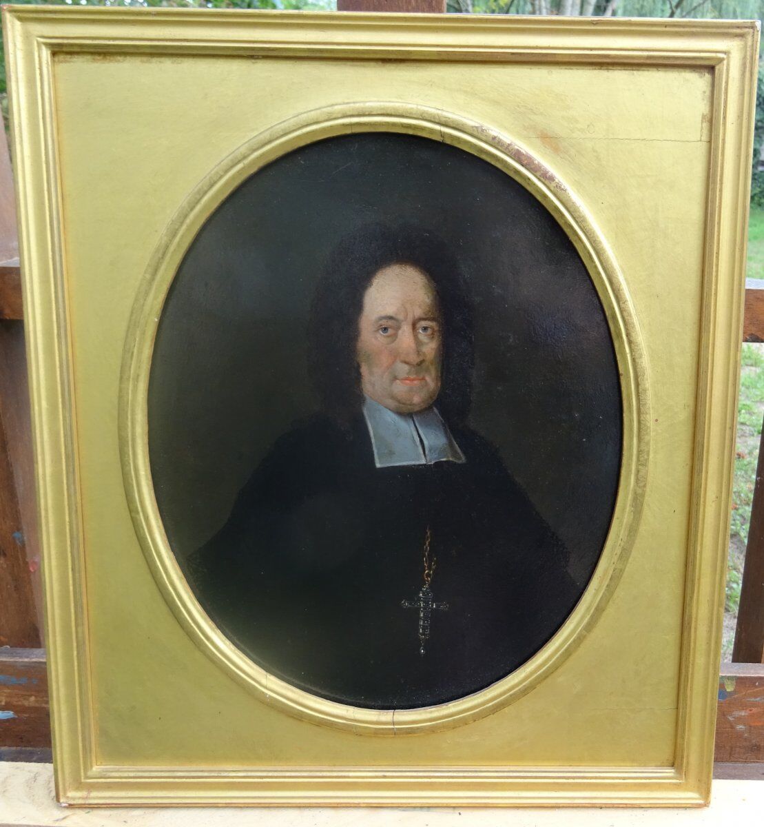 Portrait of a man prelate from the louis xiv period oil on tin end xviith century
