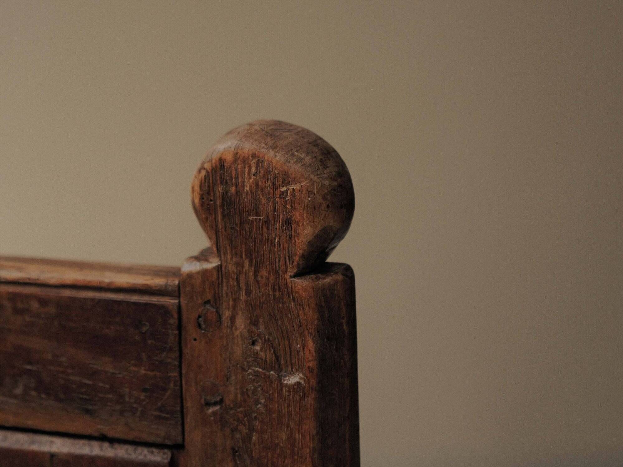 Peasant armchair in solid oak, France, 19th century