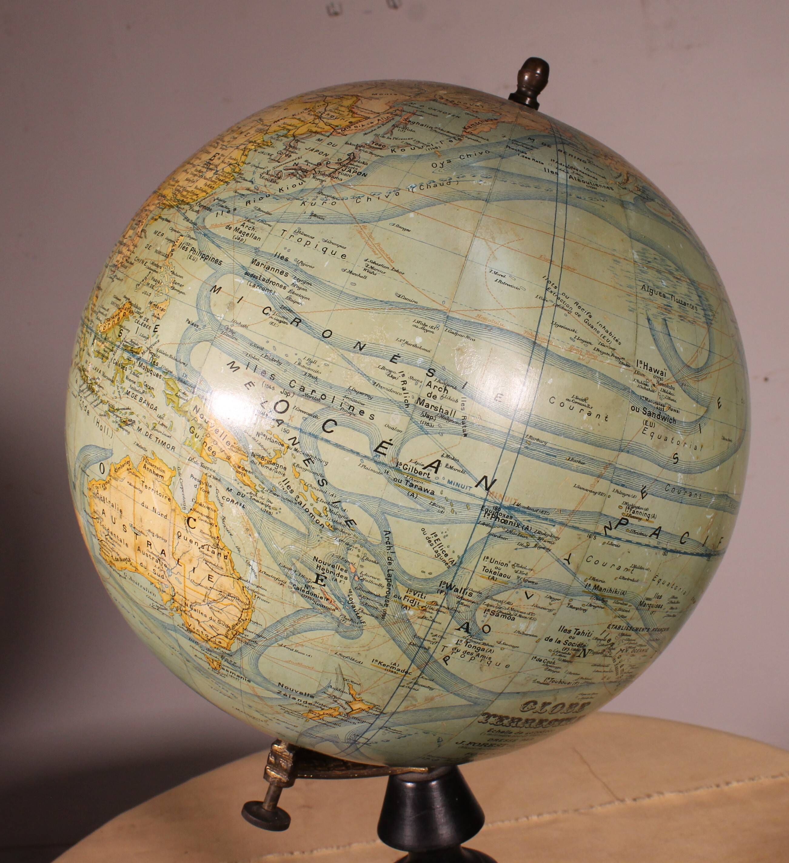 Terrestrial globe by J. Forest from the early 20th century