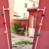 Standing coat rack with mirror, colored balls