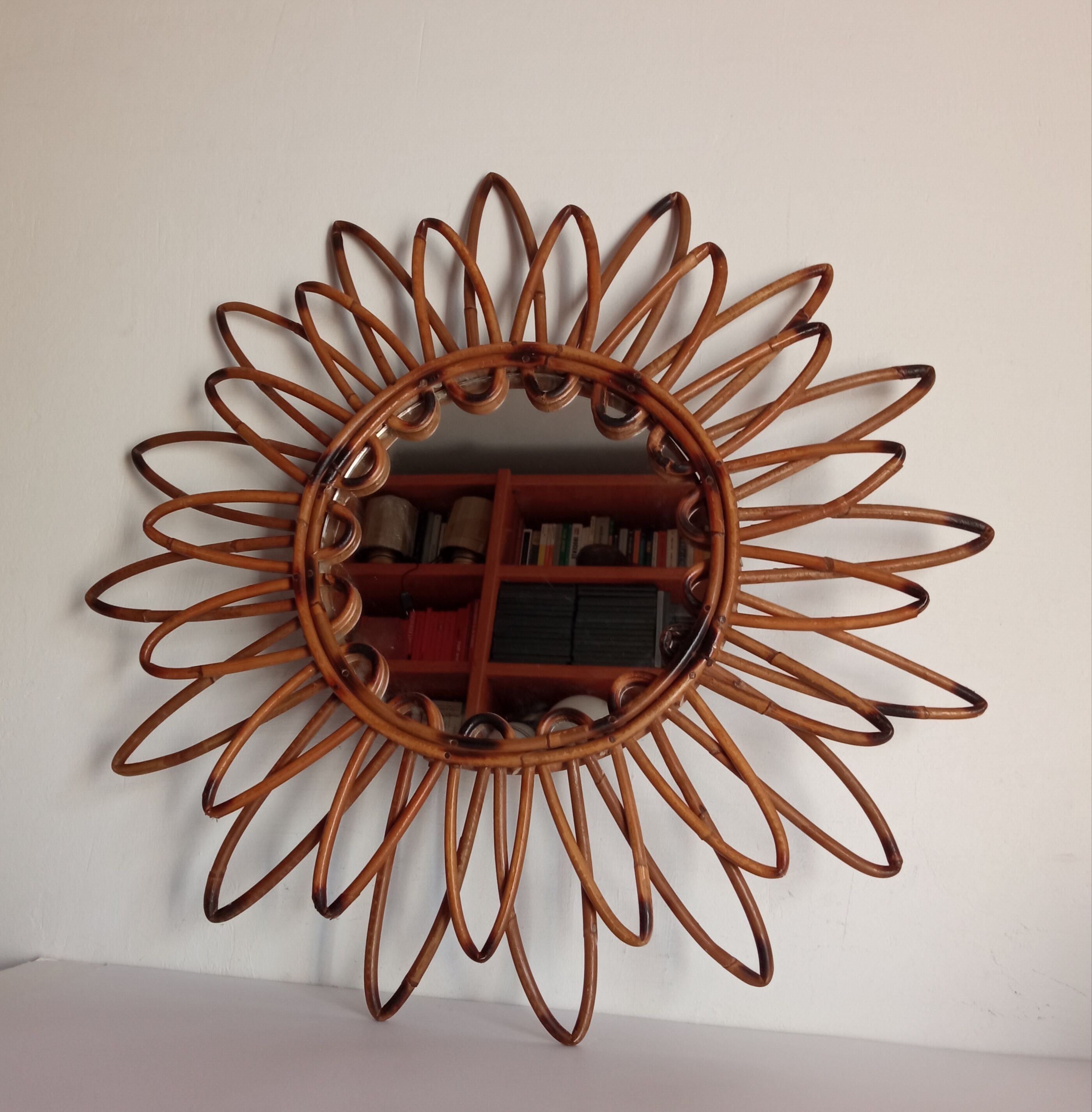 Miroir en bambou vintage 57cm