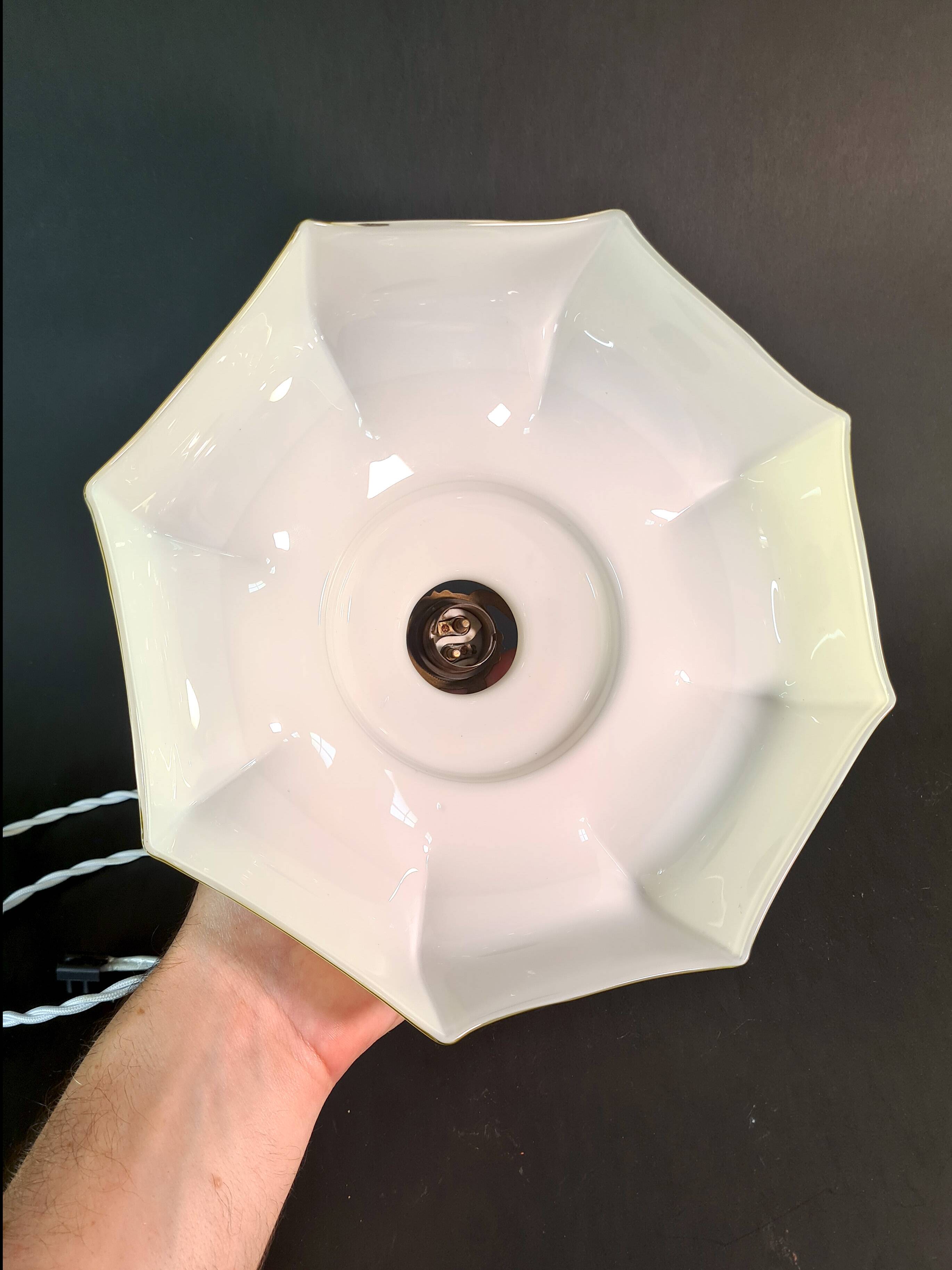 Vintage milky white opaline pendant light