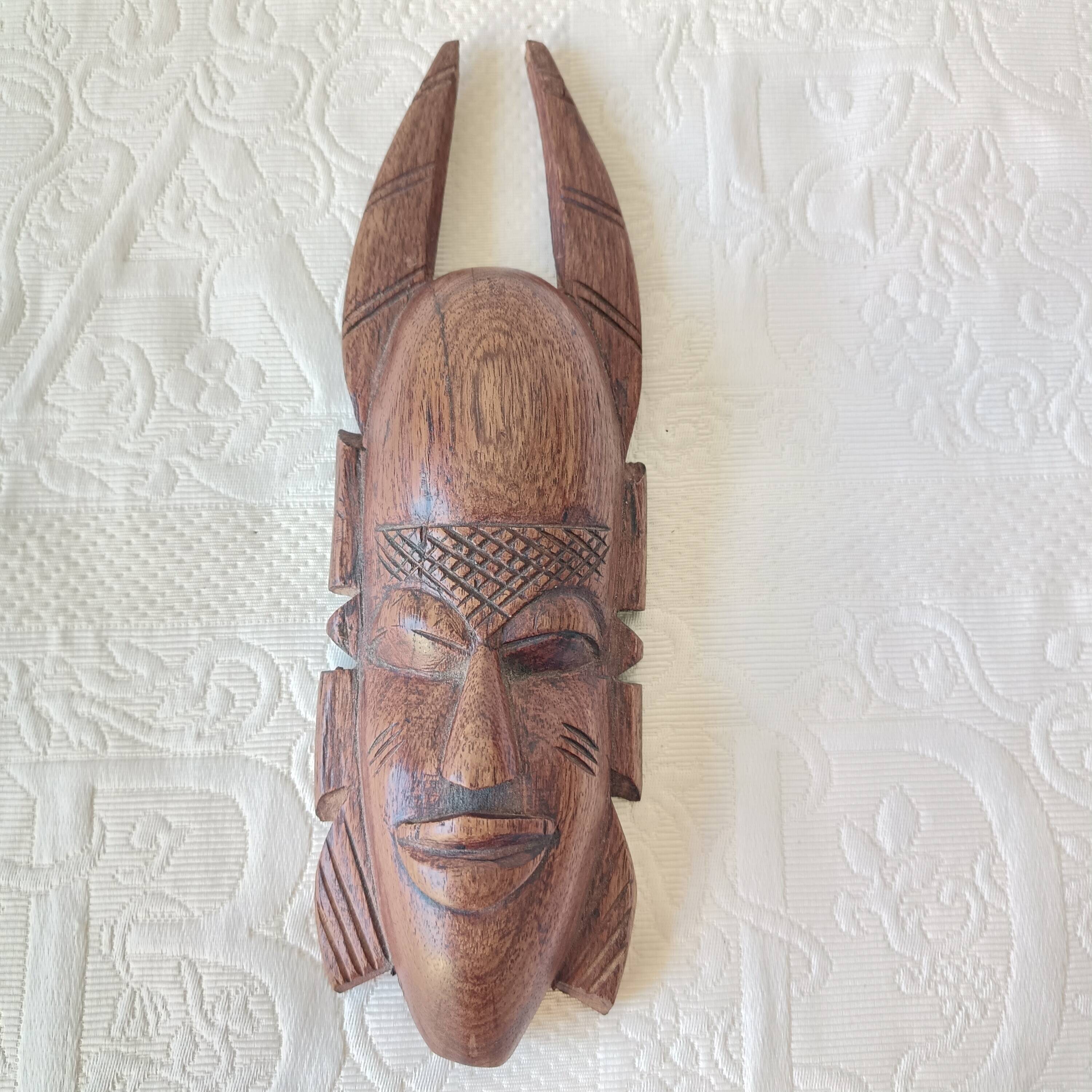 5 small African masks, tribal art, wood carving