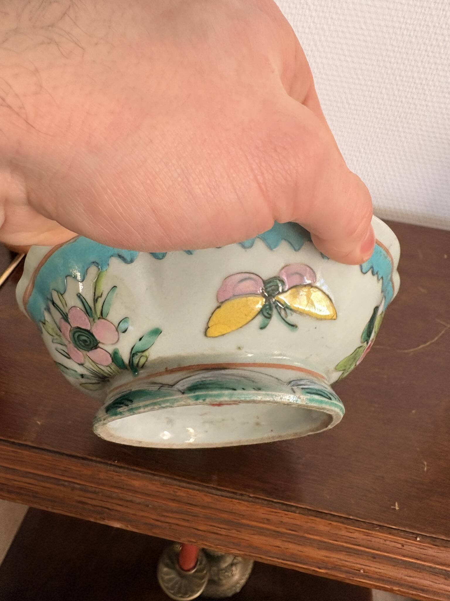 Coupe Plate Empty Pocket Family Rose Celadon Porcelain Peranakan Qing