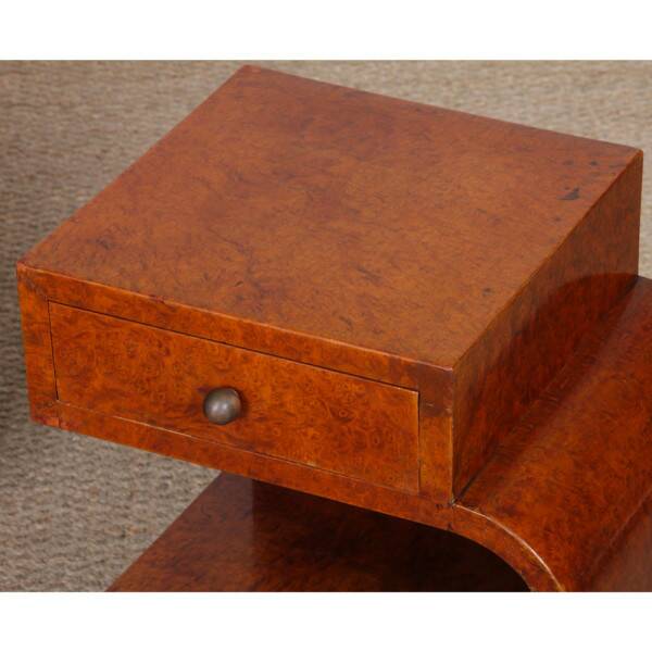 Paire de chevets en bois loupe des années 1930