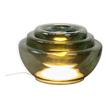 Vintage Italian Cascade Smoked Glass Table Lamp, 1970s