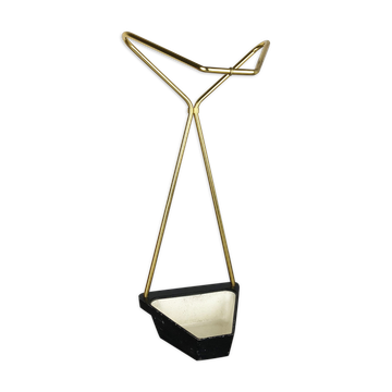 Original Midcentury Metal Brass Modernist Bauhaus Umbrella Stand, Germany, 1950s