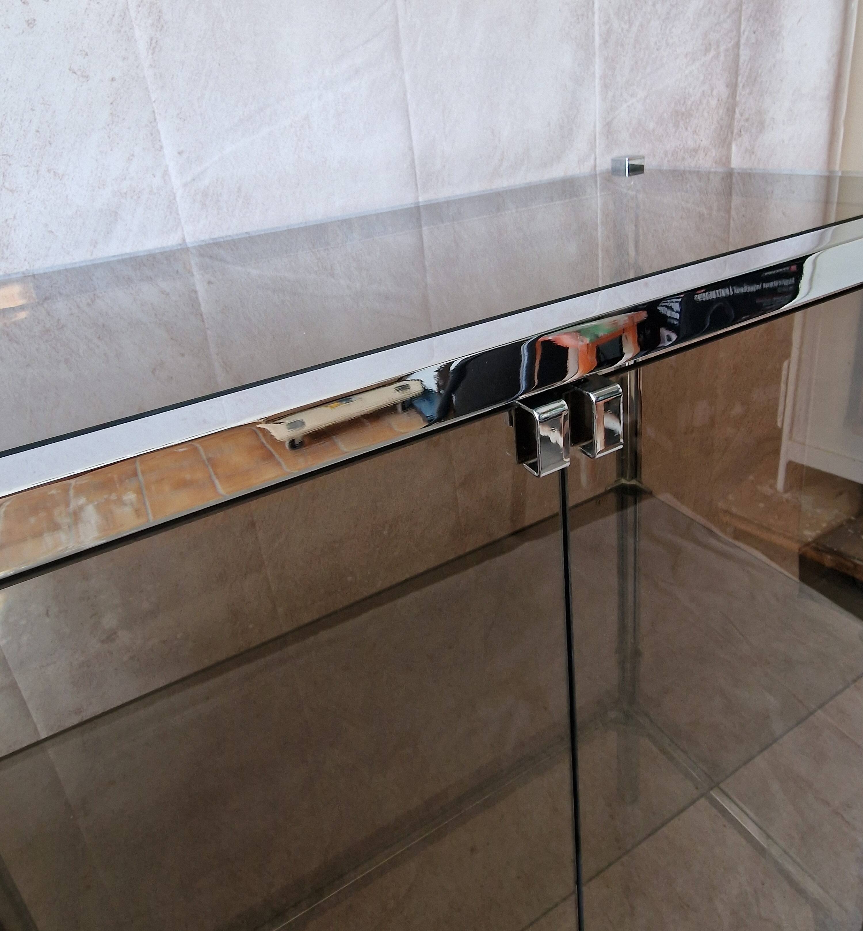 Smoked glass and stainless steel shelf