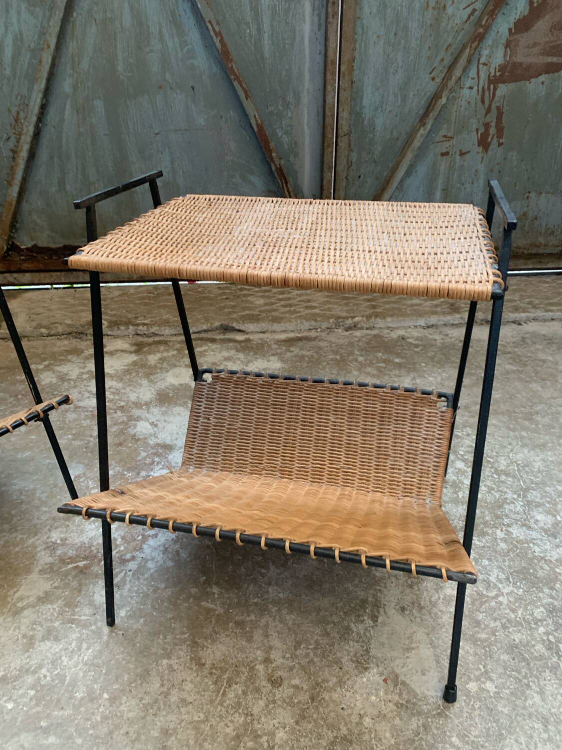 Pair of Raoul Guys Wicker Magazine Racks Circa 195