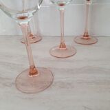8 Pink Stem Wine/Water Glasses